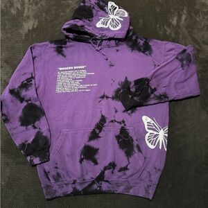 Yours Truly “Broken Wings” Purple hoodie in size MED